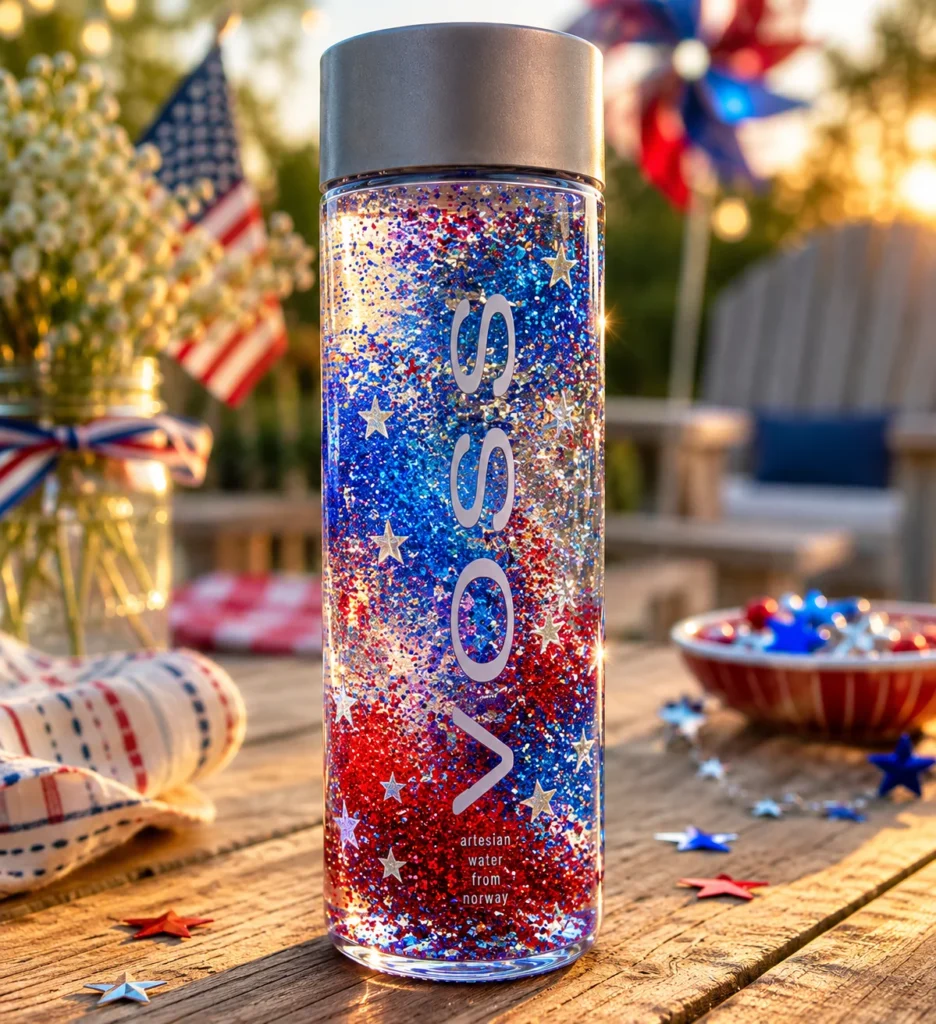 Red, white, and blue fireworks bottle to calm toddlers during July 4th fireworks